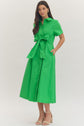 Solid Short Sleeve Midi with Bow Waist