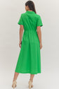 Solid Short Sleeve Midi with Bow Waist