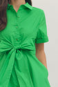 Solid Short Sleeve Midi with Bow Waist