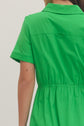 Solid Short Sleeve Midi with Bow Waist