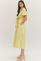 Solid Short Sleeve Midi with Bow Waist