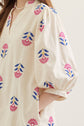 Ecru Embroidered 3/4 Puff Sleeve Mini