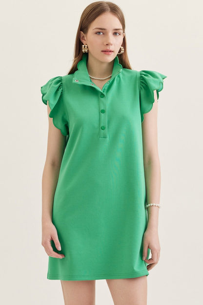 Solid Mini with Scallop Flutter Sleeve