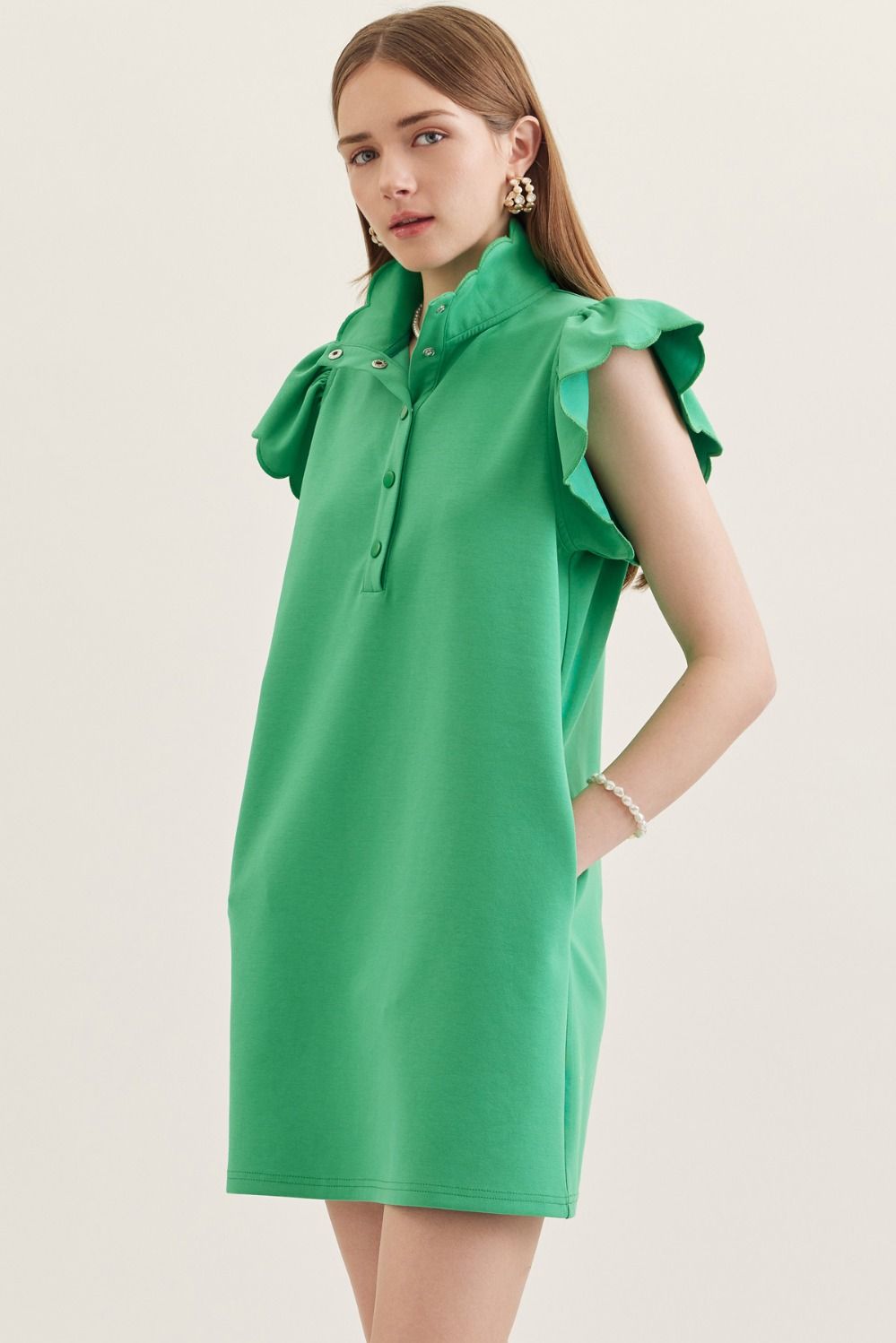 Solid Mini with Scallop Flutter Sleeve