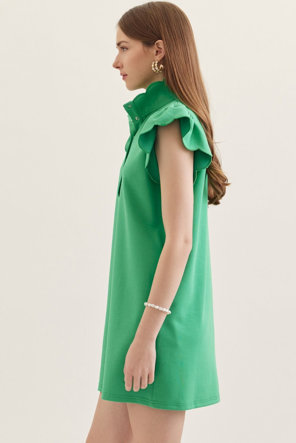 Solid Mini with Scallop Flutter Sleeve