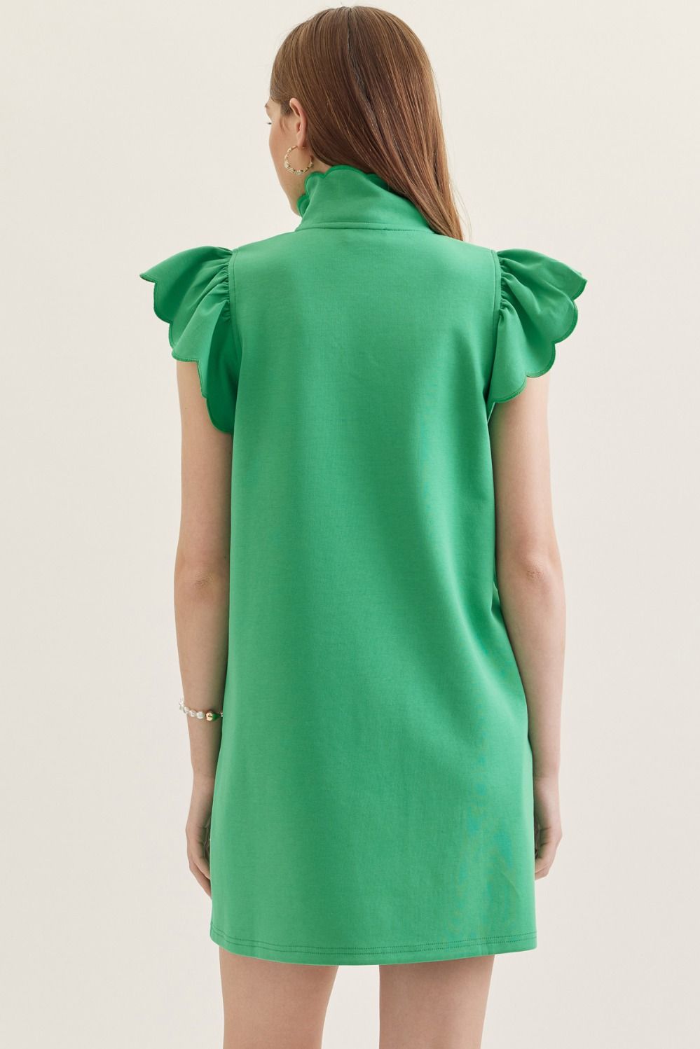Solid Mini with Scallop Flutter Sleeve