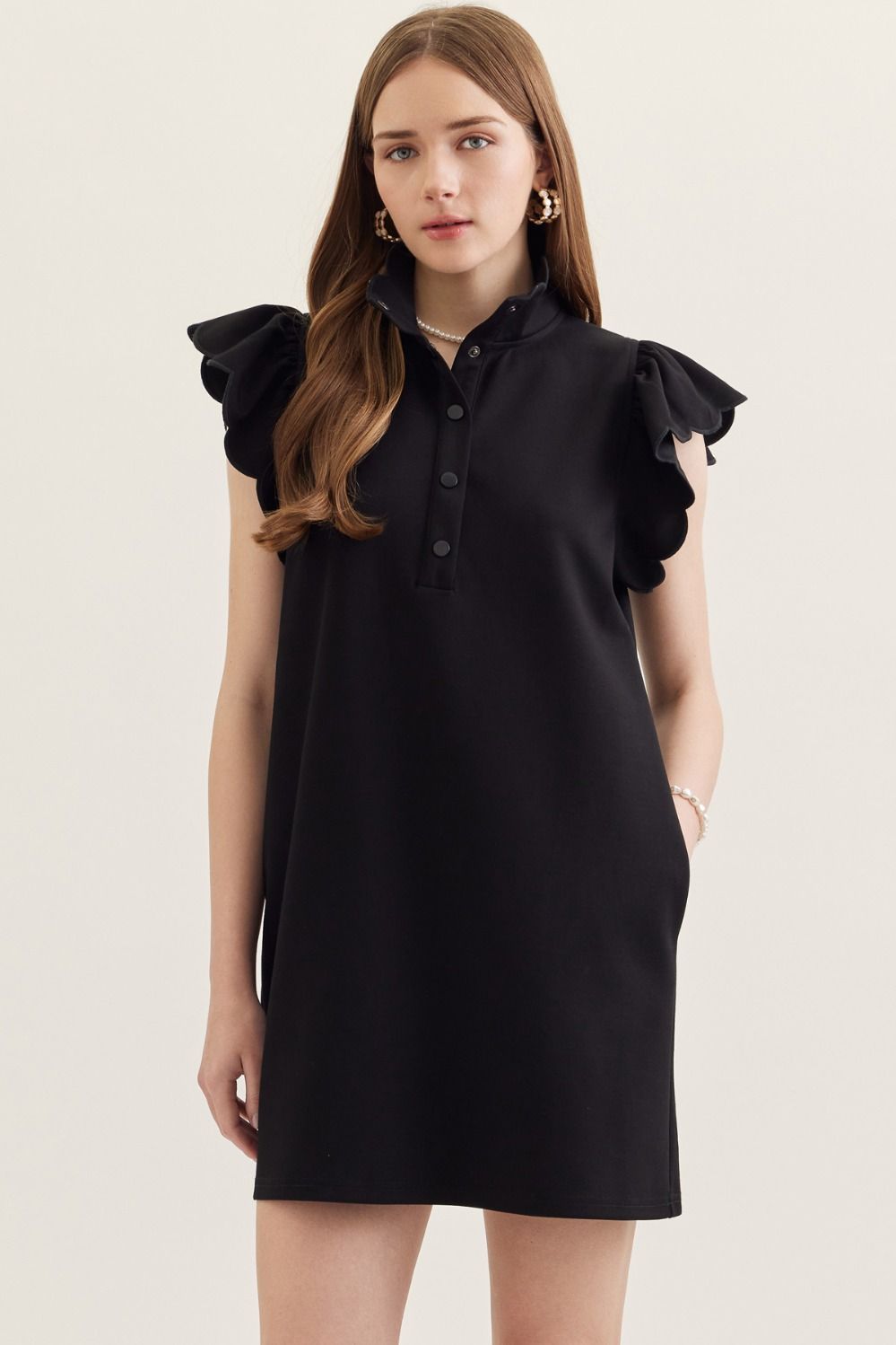 Solid Mini with Scallop Flutter Sleeve