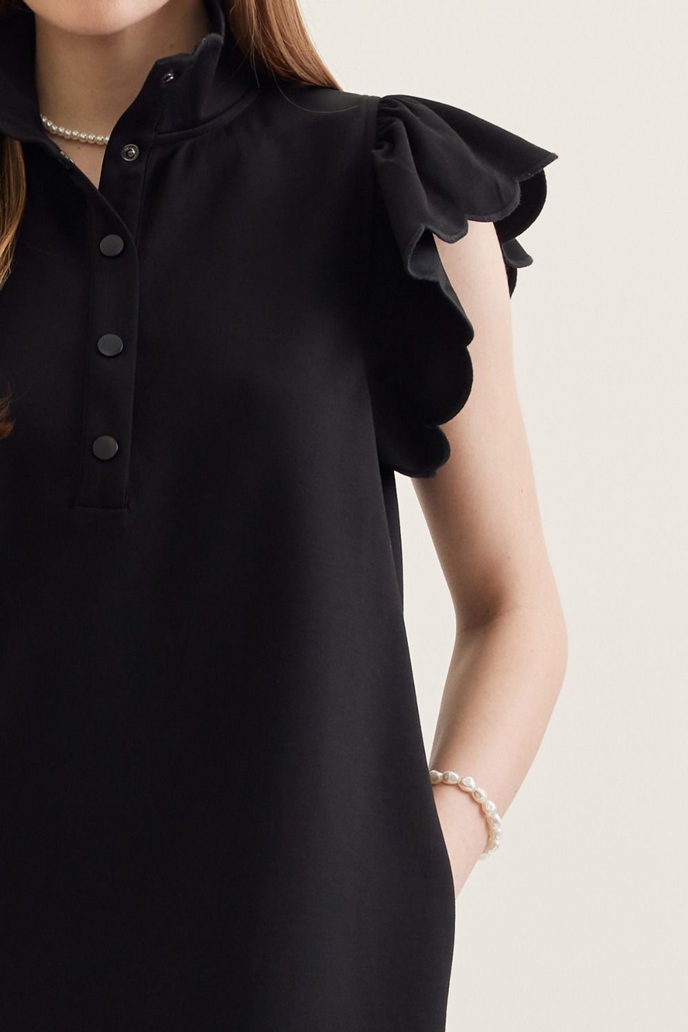 Solid Mini with Scallop Flutter Sleeve