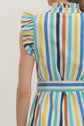 Striped Print Ruffle Sleeve Midi Dress