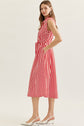 Striped Sleeveless Midi Featuring Self Tie Waist
