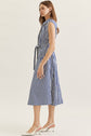 Striped Sleeveless Midi Featuring Self Tie Waist