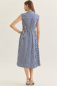 Striped Sleeveless Midi Featuring Self Tie Waist