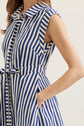 Striped Sleeveless Midi Featuring Self Tie Waist