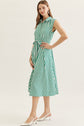 Striped Sleeveless Midi Featuring Self Tie Waist
