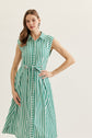 Striped Sleeveless Midi Featuring Self Tie Waist