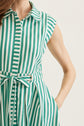 Striped Sleeveless Midi Featuring Self Tie Waist