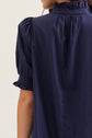 Solid Short Puff Sleeve Midi with Embroidered Scallop Hem