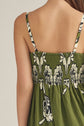 Olive Pleated Floral Print Maxi Dress