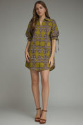 Martini Olive Print Mini Dress