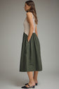 Solid Sleeveless Mock Neck Midi Dress