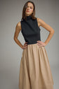 Solid Sleeveless Mock Neck Midi Dress