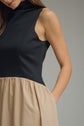 Solid Sleeveless Mock Neck Midi Dress