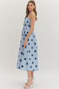 Polka Dot Pleated Strapless Midi