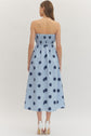 Polka Dot Pleated Strapless Midi