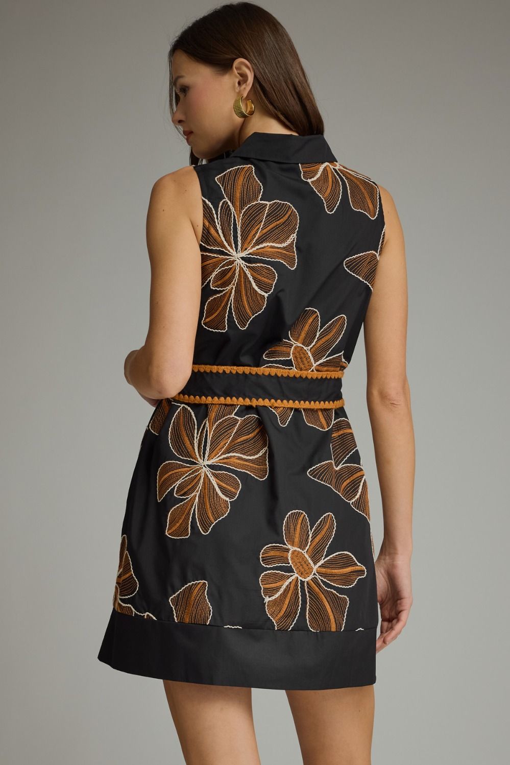Floral Embroidered Sleeveless Mini Dress