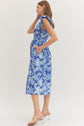 Ocean Blue Botanical Print Midi
