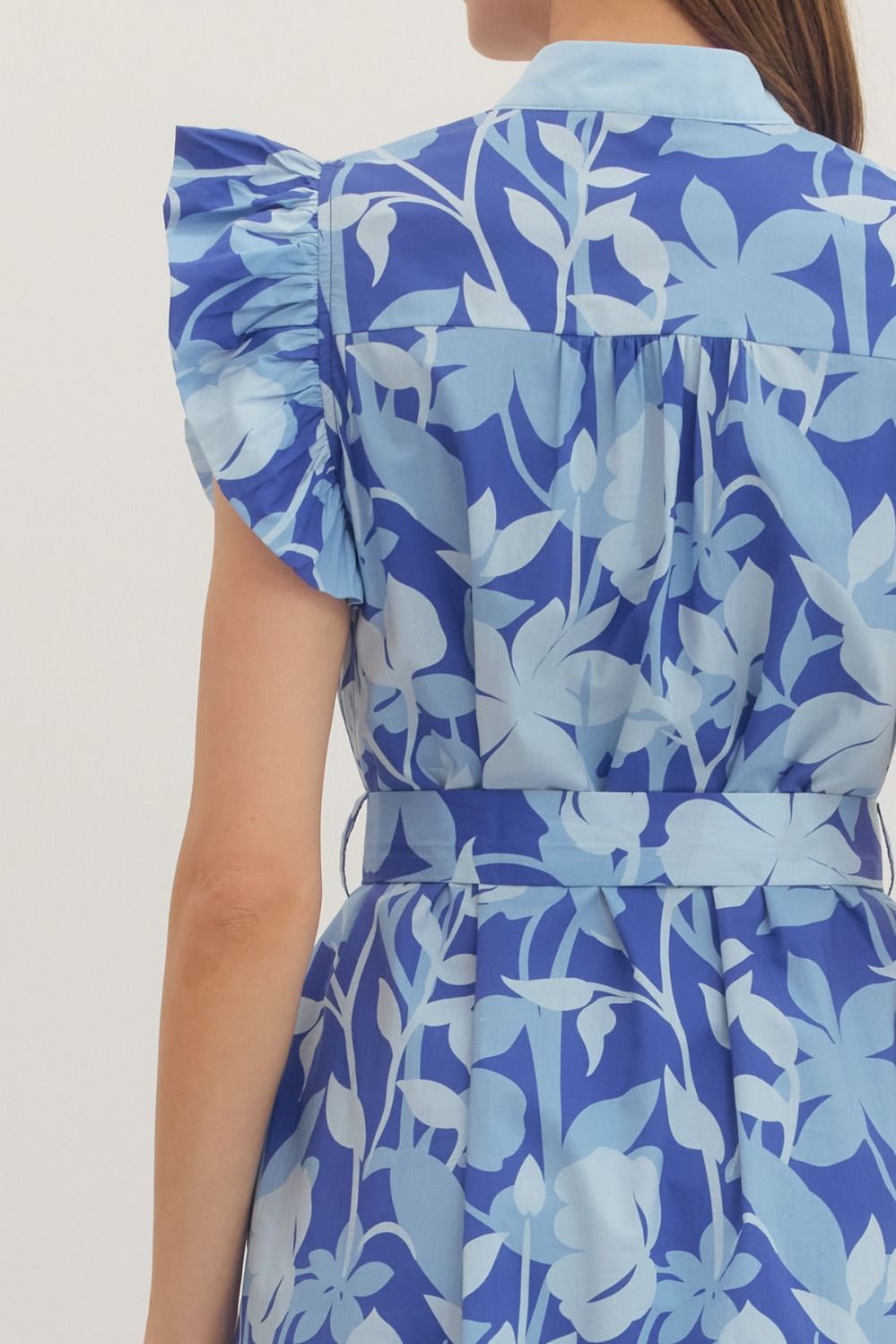 Ocean Blue Botanical Midi Dress