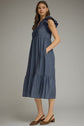Gingham Flutter Sleeve Midi Dress