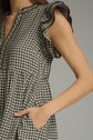 Gingham Flutter Sleeve Midi Dress