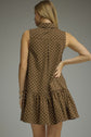 Brown Sleeveless Polka Dot Mini Dress
