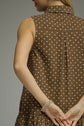 Brown Sleeveless Polka Dot Mini Dress