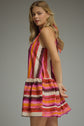 Stripe Sleeveless Halter Mini Dress