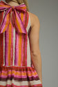 Stripe Sleeveless Halter Mini Dress