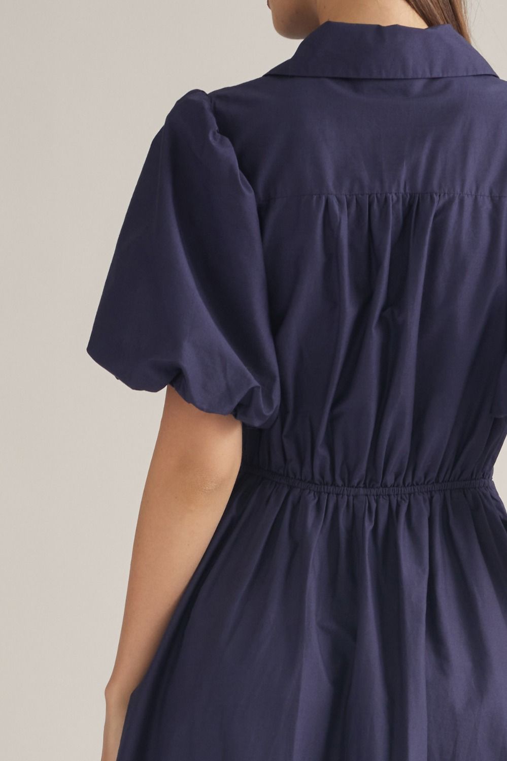 Solid Puff Sleeve Midi Featuring Floral Border
