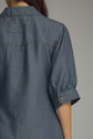 Denim 3/4 Sleeve Mini Dress Featuring Self-Tie Waist