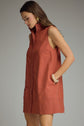 Solid Sleeveless Collared Mini Dress