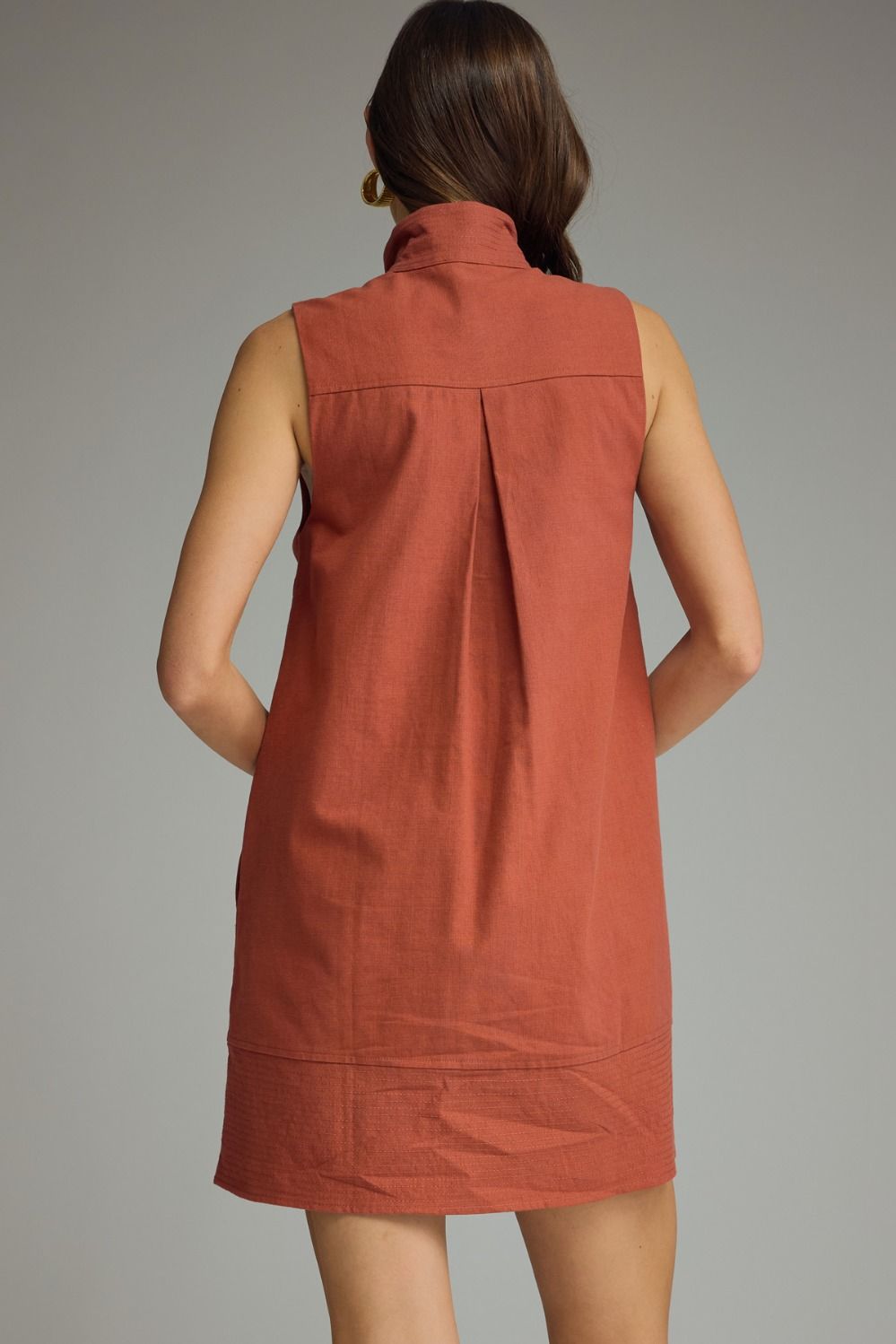 Solid Sleeveless Collared Mini Dress