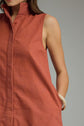 Solid Sleeveless Collared Mini Dress
