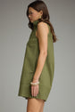 Solid Sleeveless Collared Mini Dress