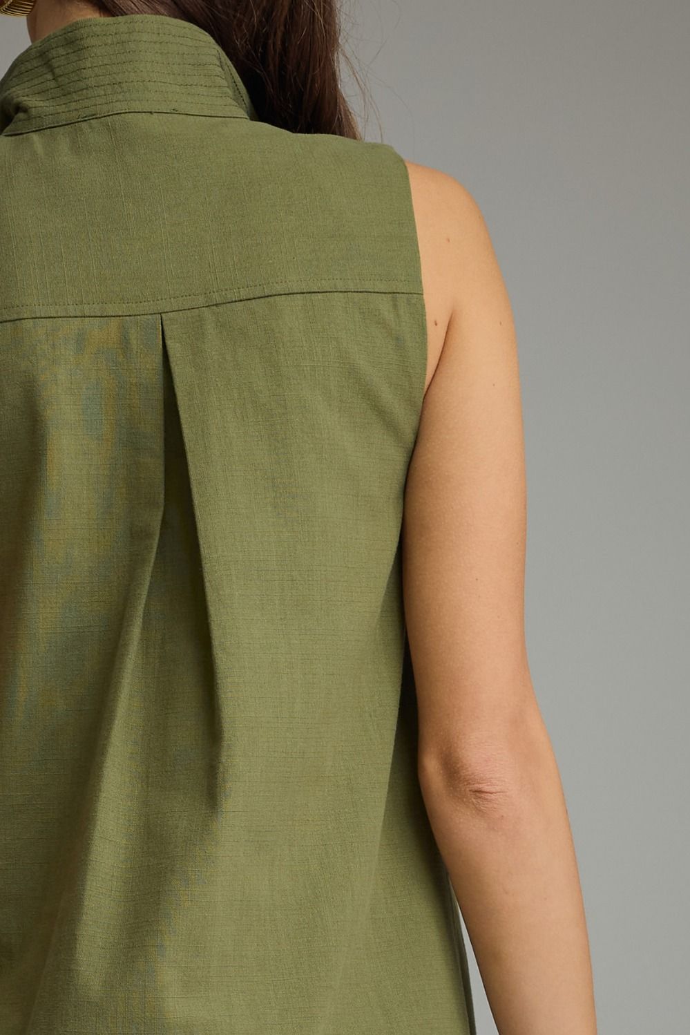 Solid Sleeveless Collared Mini Dress