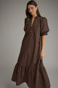 Solid puff sleeve midi with ruffle hem