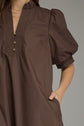 Solid puff sleeve midi with ruffle hem
