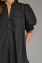 Solid puff sleeve midi with ruffle hem