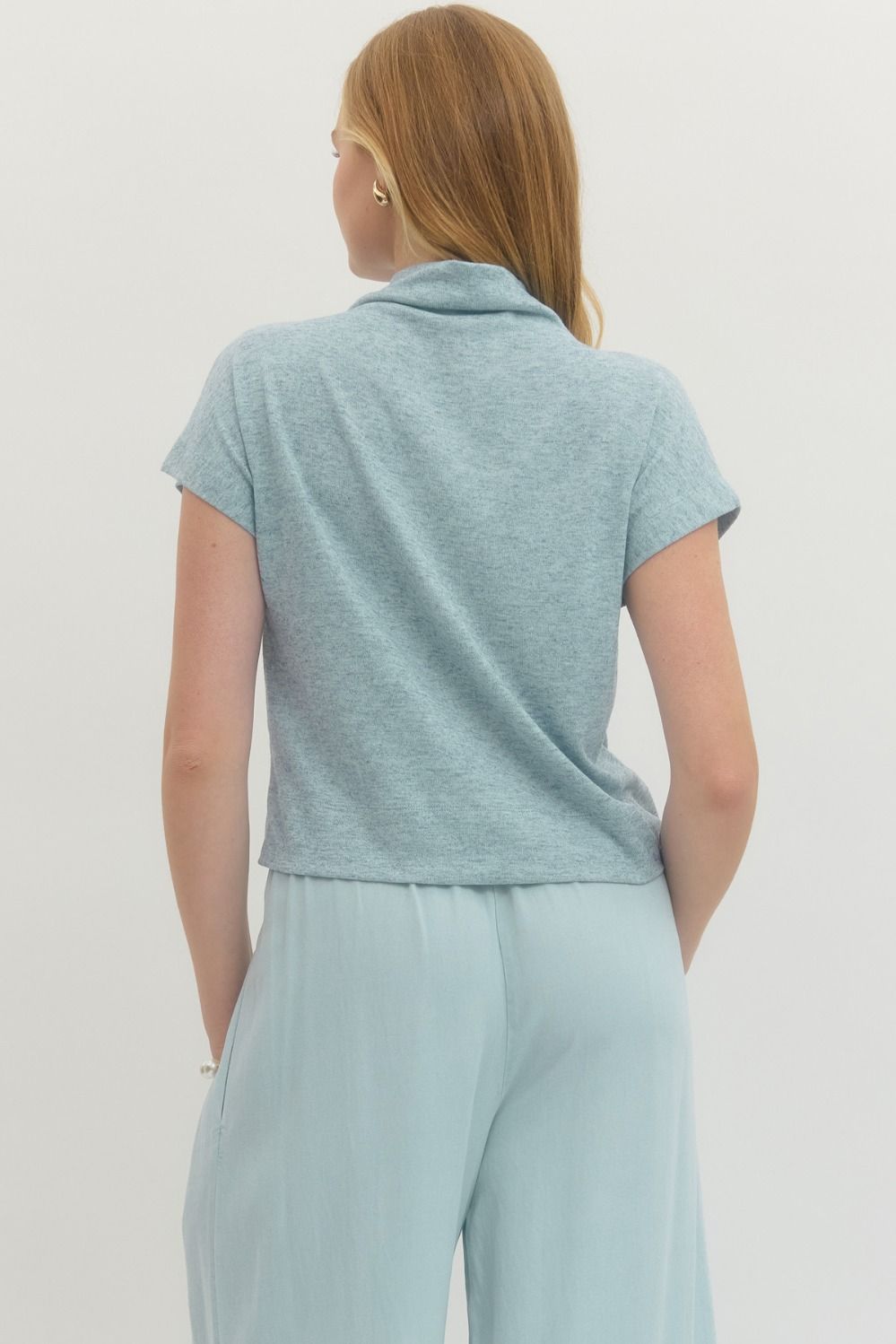 Solid Knit Mock Neck Pullover Top