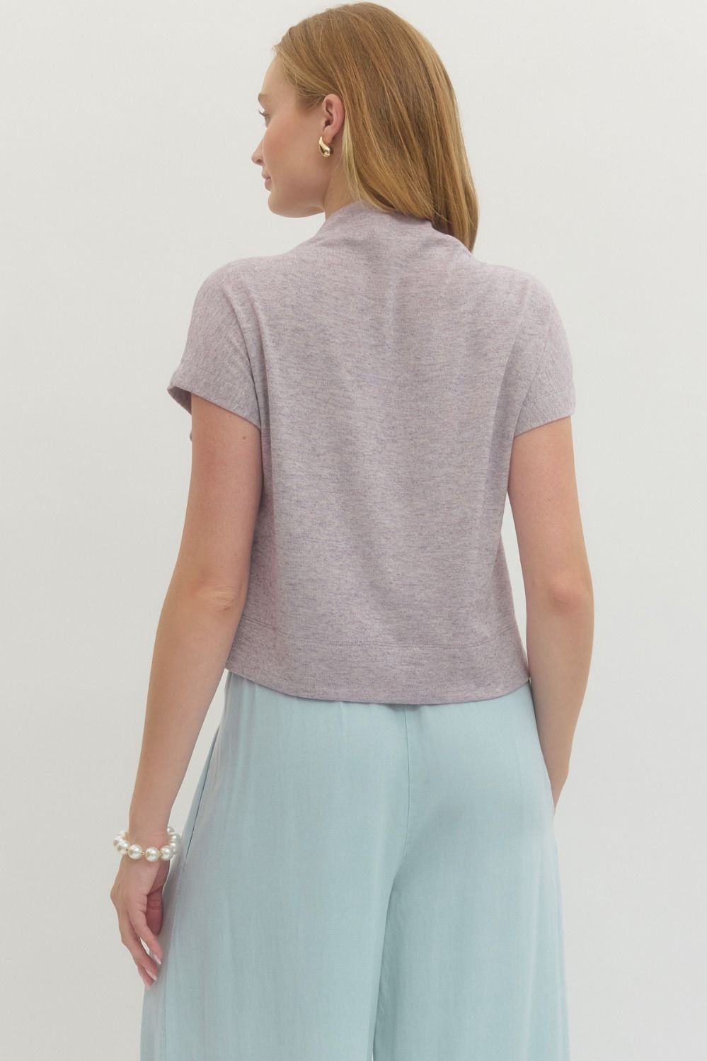 Solid Knit Mock Neck Pullover Top