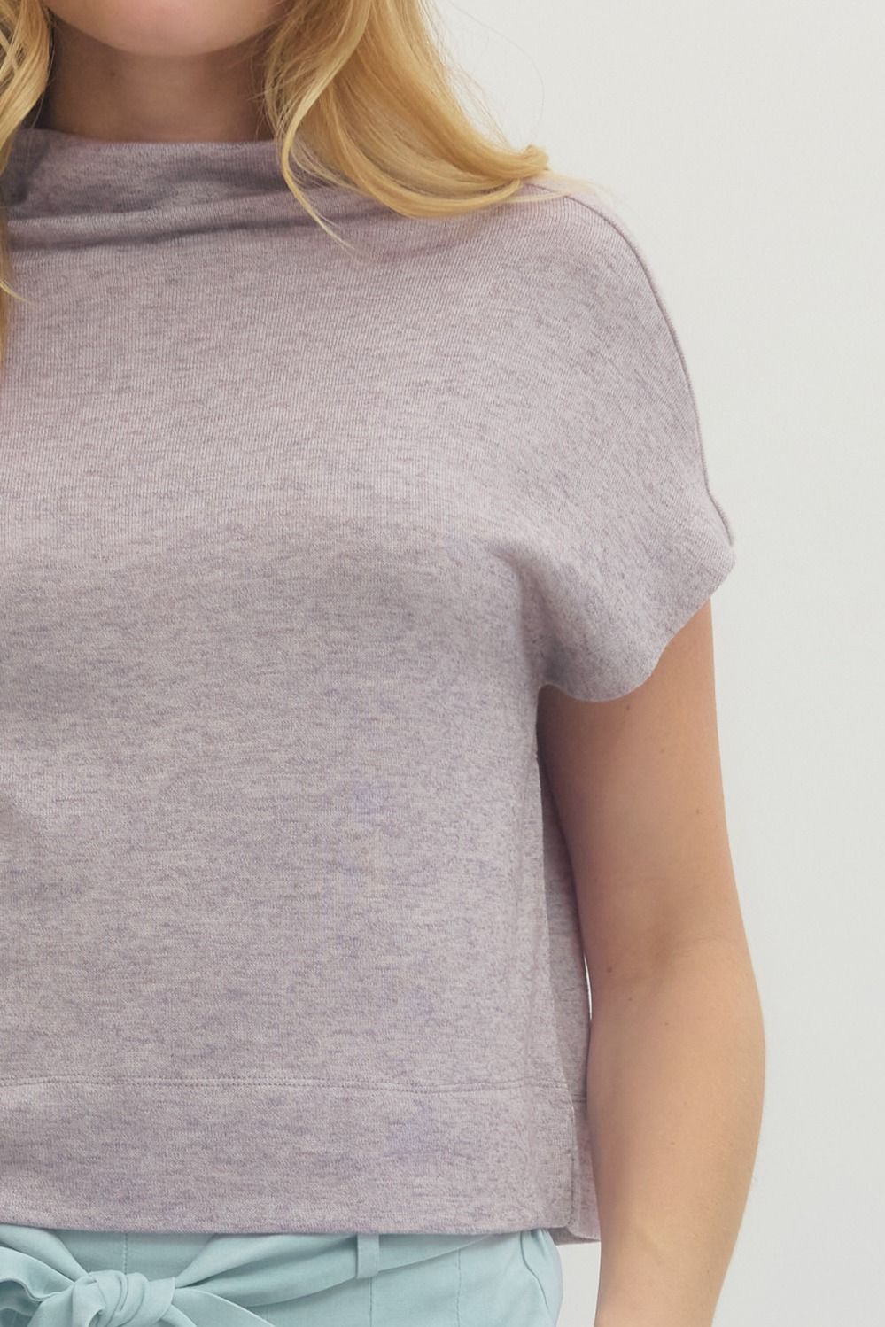 Solid Knit Mock Neck Pullover Top
